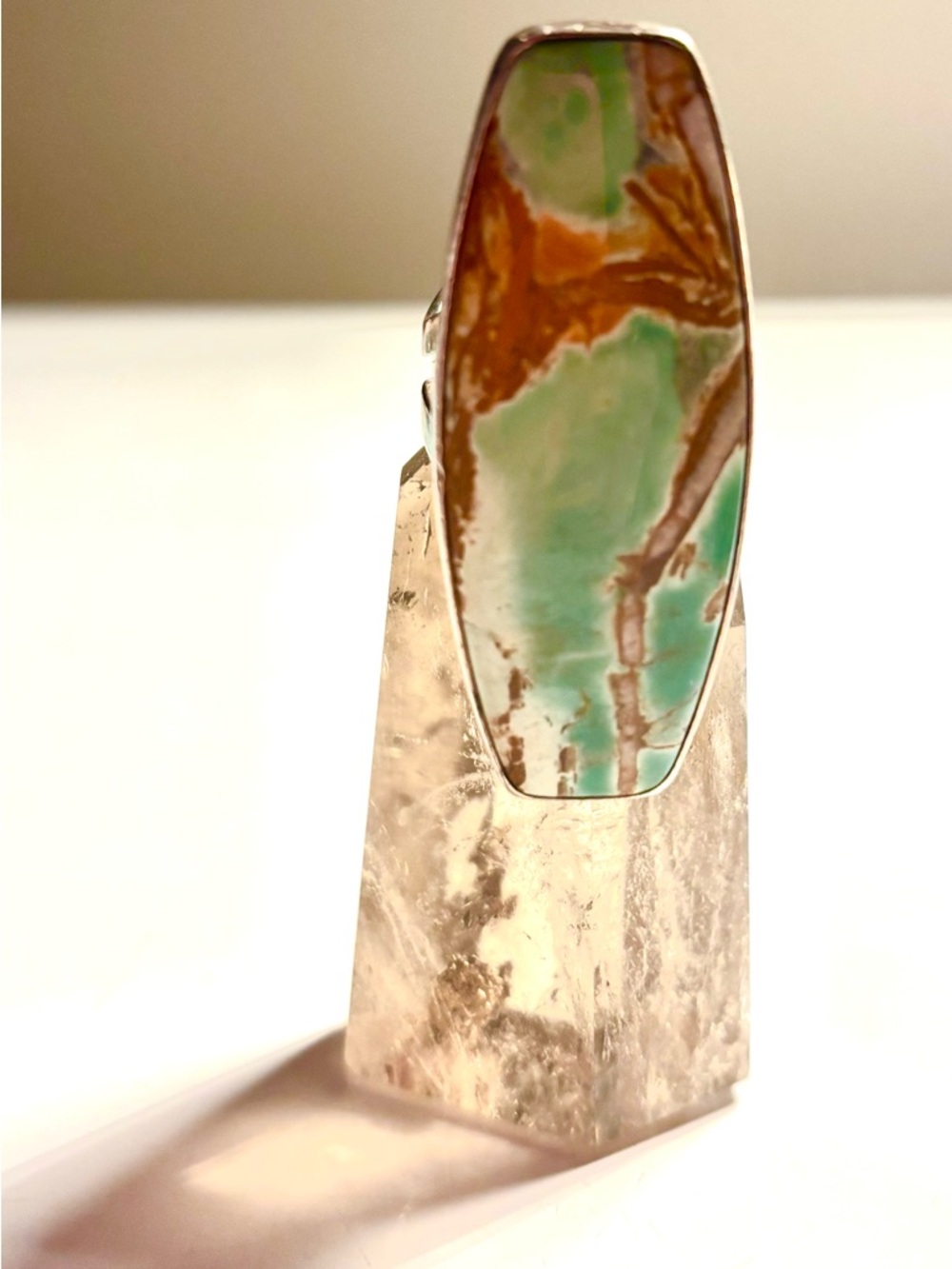 Large Variscite & Sterling Ring